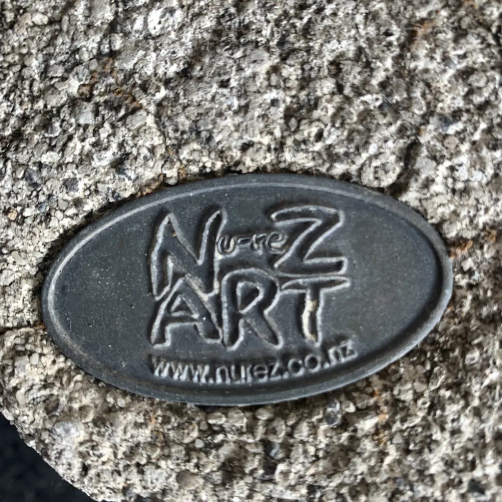 NureZ Art Concrete Garden Seat on Twin Pillars, with Koru insets. H32 W100cm Image 1++