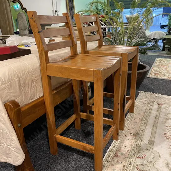 Pair of Solid Wood Bar Stools
