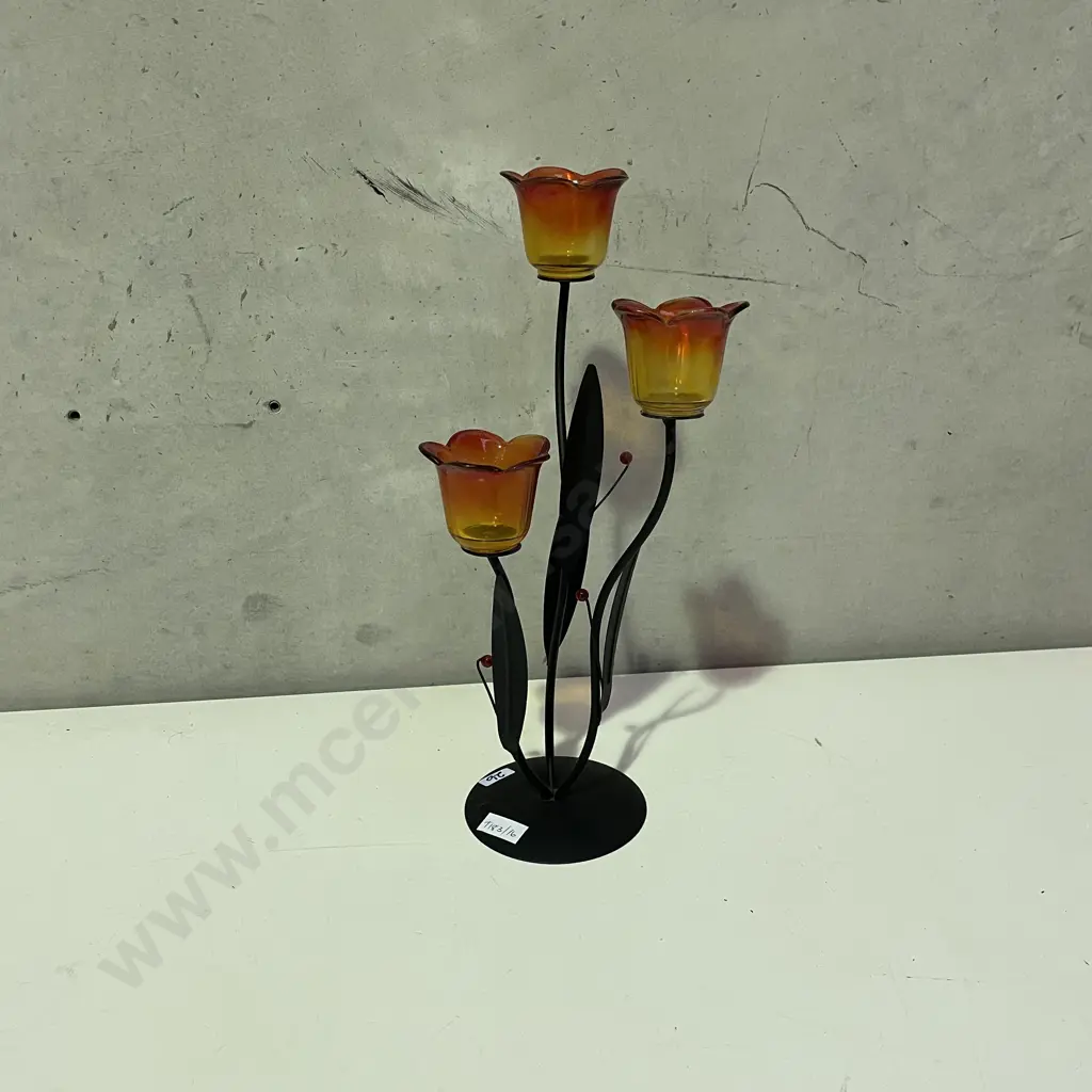 Tulip Glass and Metal Candelabra H40cm Image 1++