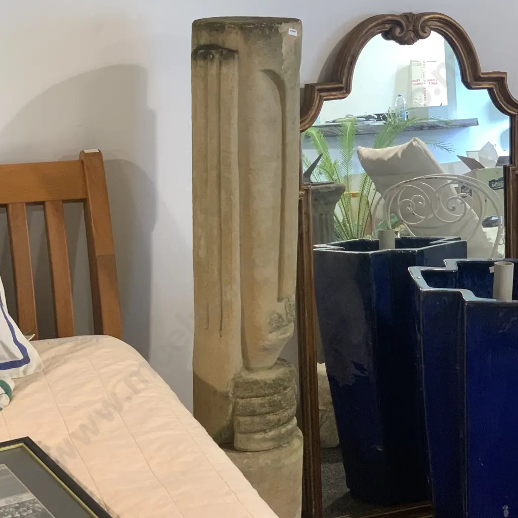 Outdoor Concrete Pillar Sculpture of a Face, 2 Piece, Base 38cm, Face H92cm, Total Height 140cm Image 1++