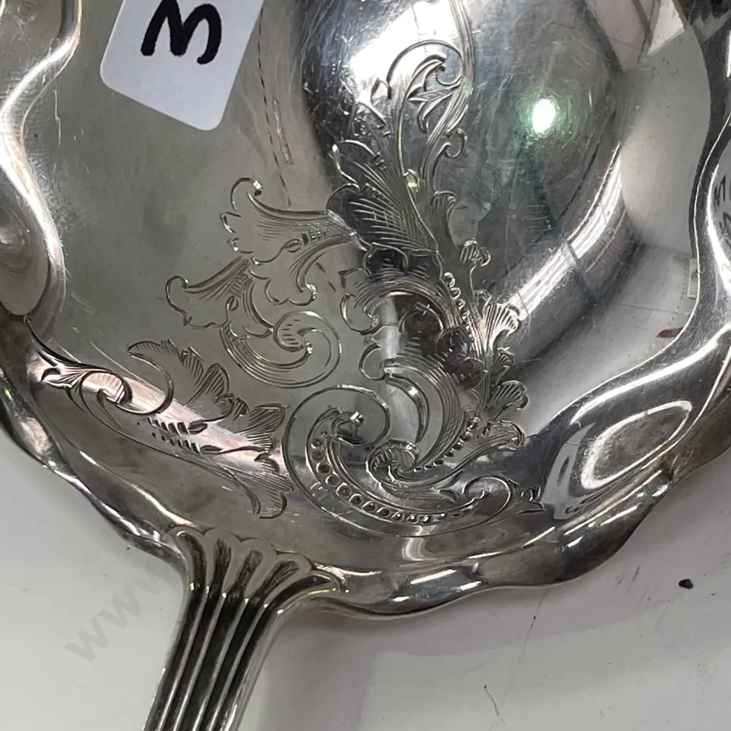 Sterling Silver Large Serving Spoon. Ornate detail. Stamped "Sterling" with hallmarks as shown Image 1++