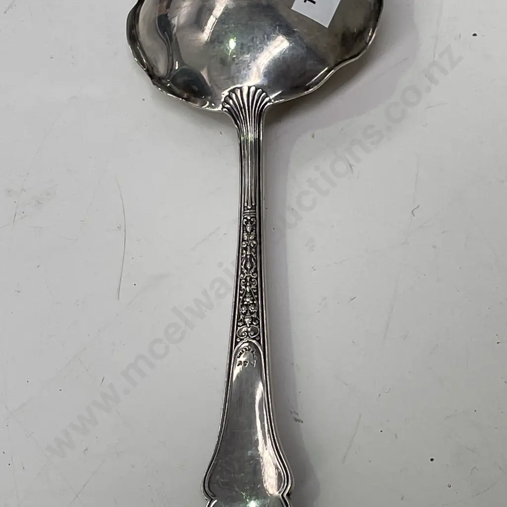 Sterling Silver Large Serving Spoon. Ornate detail. Stamped "Sterling" with hallmarks as shown Image 1++