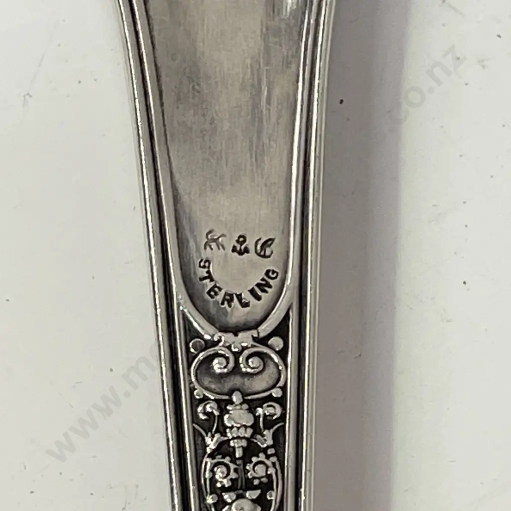 Sterling Silver Large Serving Spoon. Ornate detail. Stamped "Sterling" with hallmarks as shown Image 1++