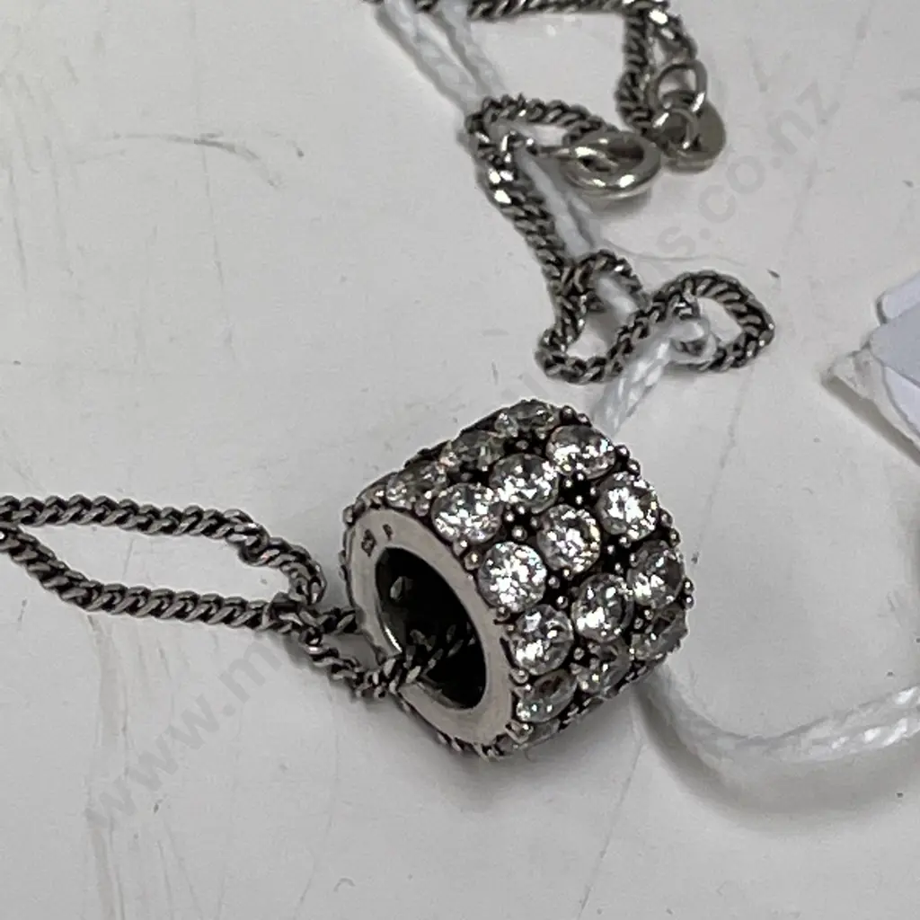 Sterling Silver Chain - stamped Italy 925 with sterling silver diamante pendant - stamped 925 Image 1++
