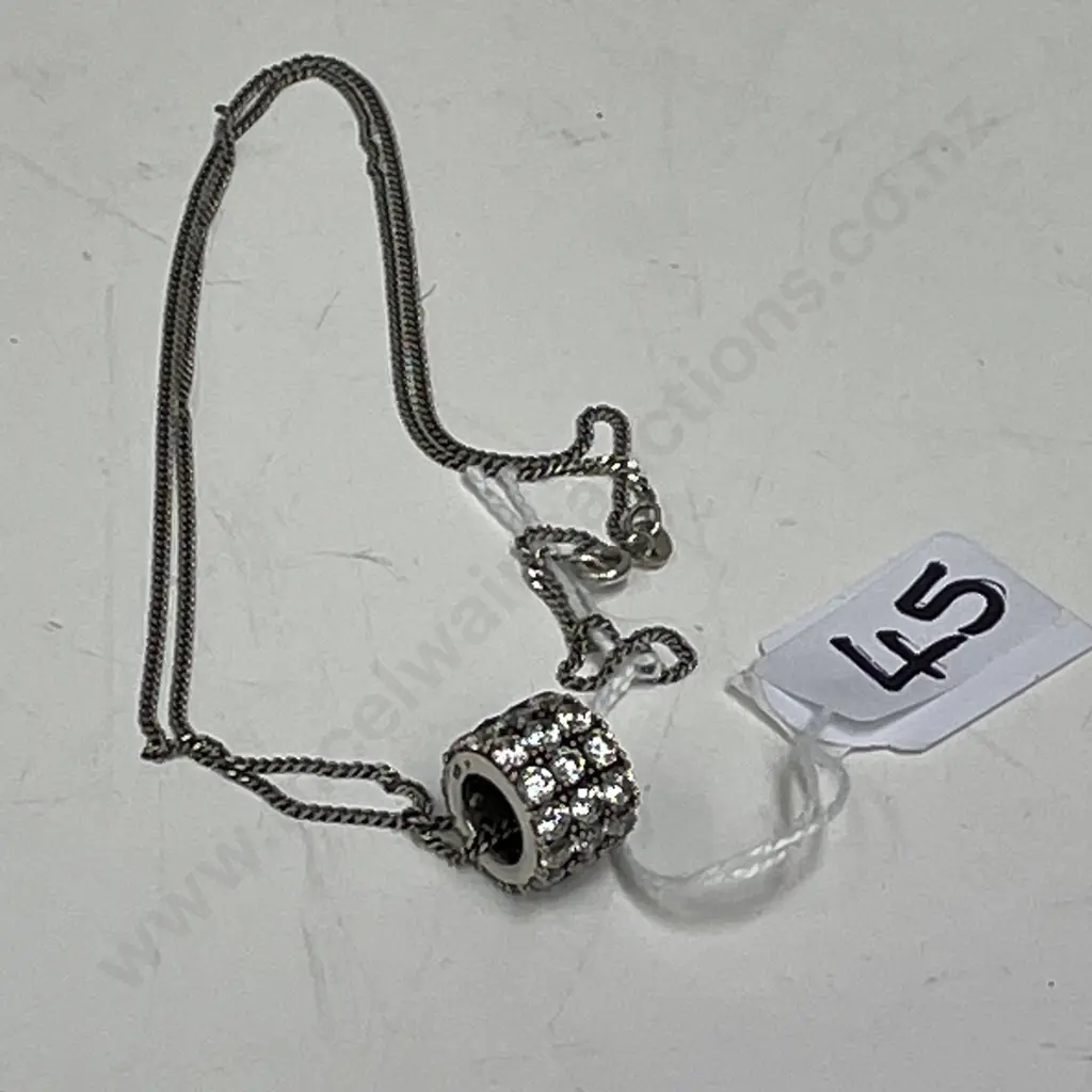 Sterling Silver Chain - stamped Italy 925 with sterling silver diamante pendant - stamped 925 Image 1++