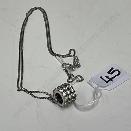 Sterling Silver Chain - stamped Italy 925 with sterling silver diamante pendant - stamped 925
