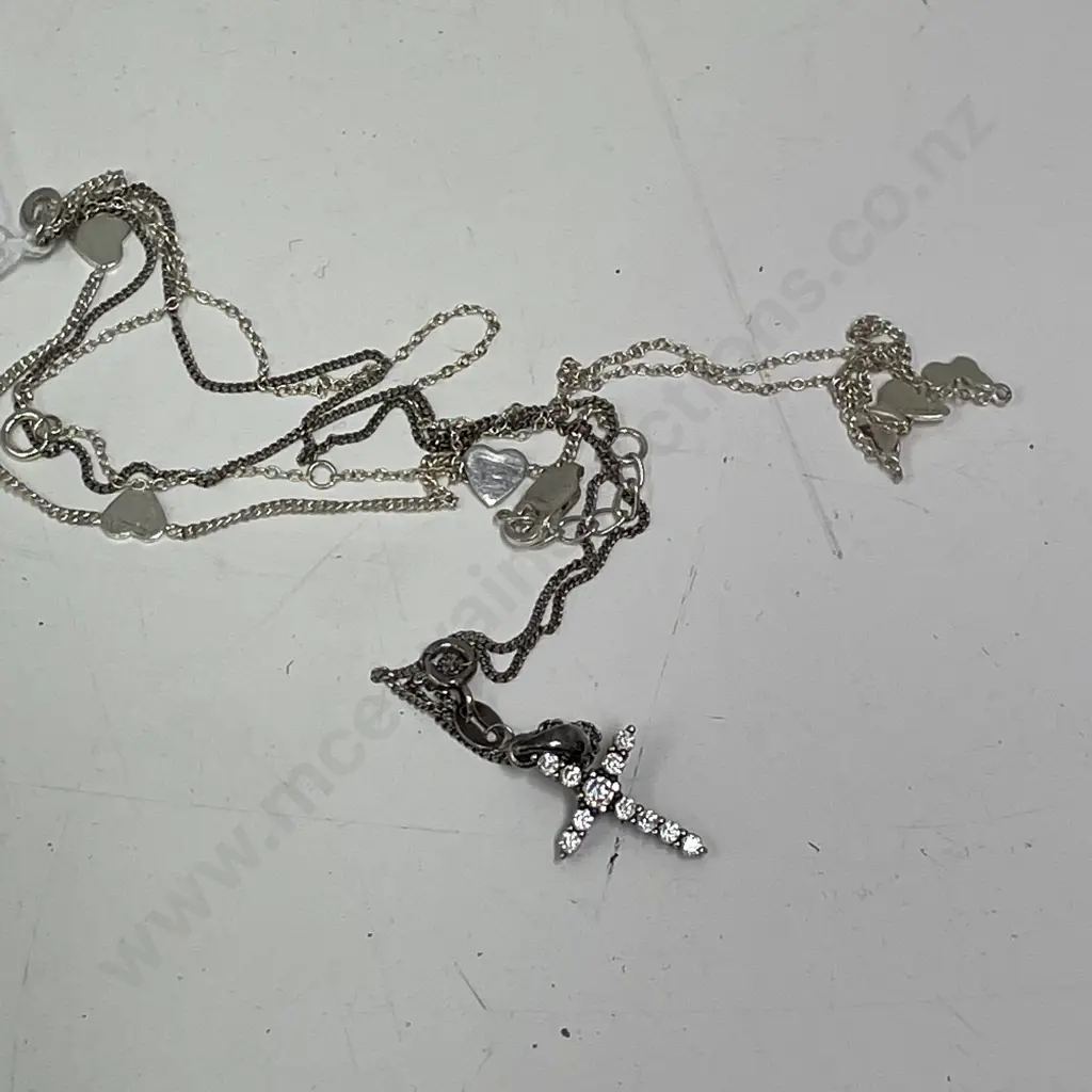 Sterling Silver Chains x 2 with Sterling Silver bracelet Image 1++