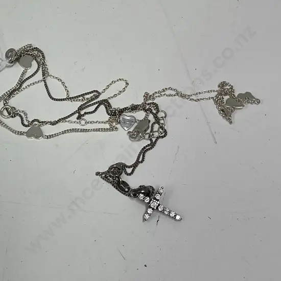 Sterling Silver Chains x 2 with Sterling Silver bracelet