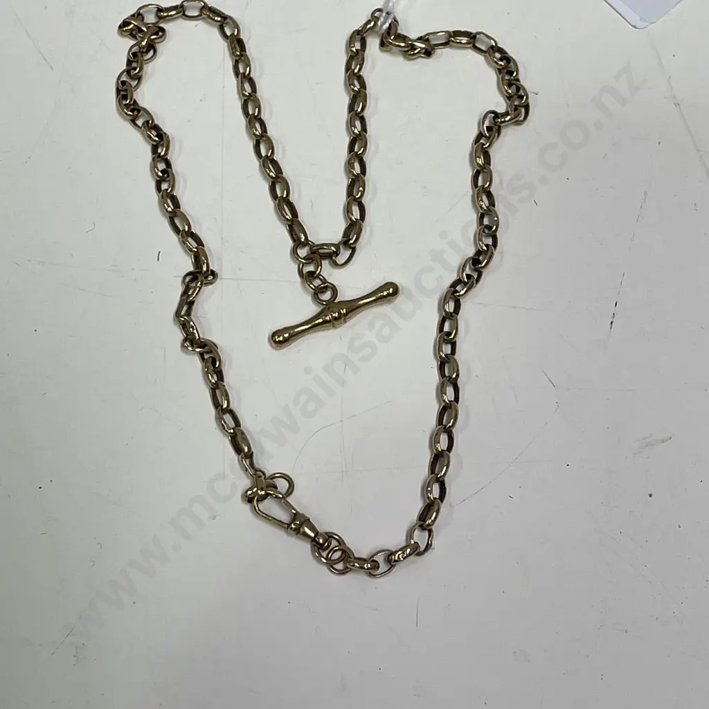 9ct Gold Fob Chain. Stamped 375. L48cm Image 1++