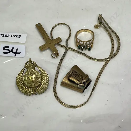 Assorted Jewellery including NZ Staff Corps Badge etc