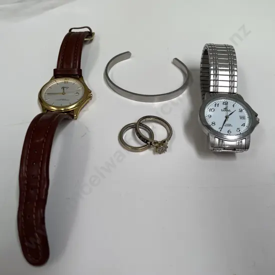 Two watches, rings and bracelet
