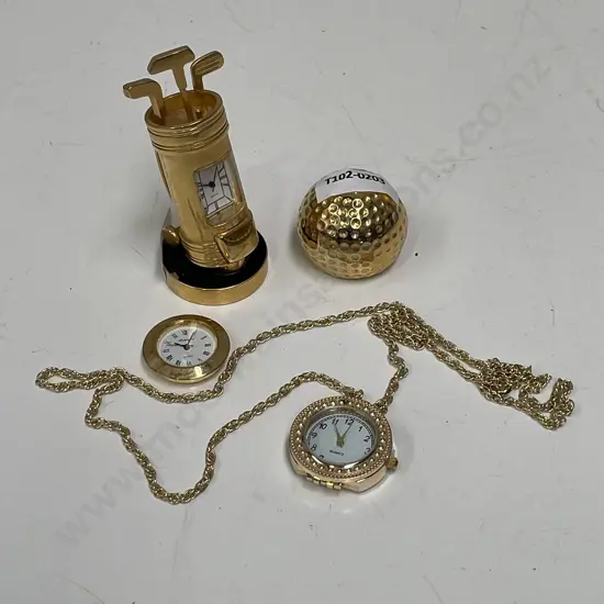 Quartz Gold Clock, Pendant Necklace Clock with clock face