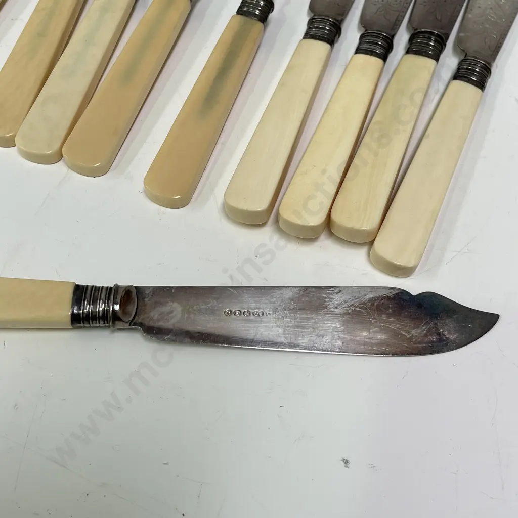 Vintage Bone Handled Fish Set Image 1++