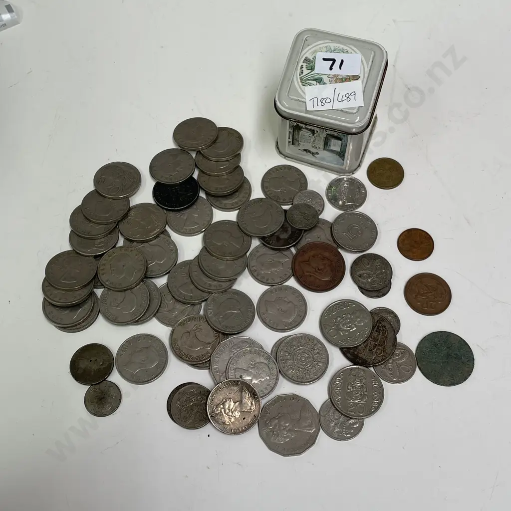Vintage Tin with Assorted Coins Image 1++