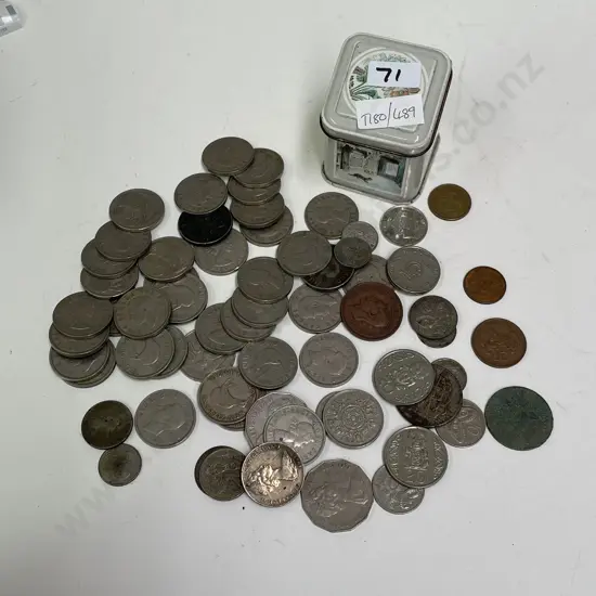 Vintage Tin with Assorted Coins