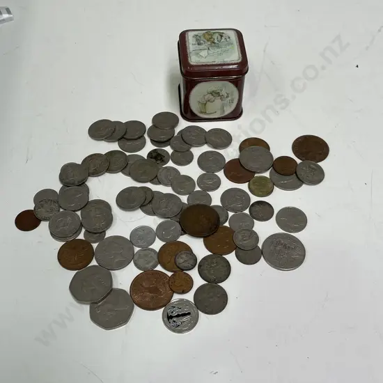 Vintage Tin with Assorted Coins