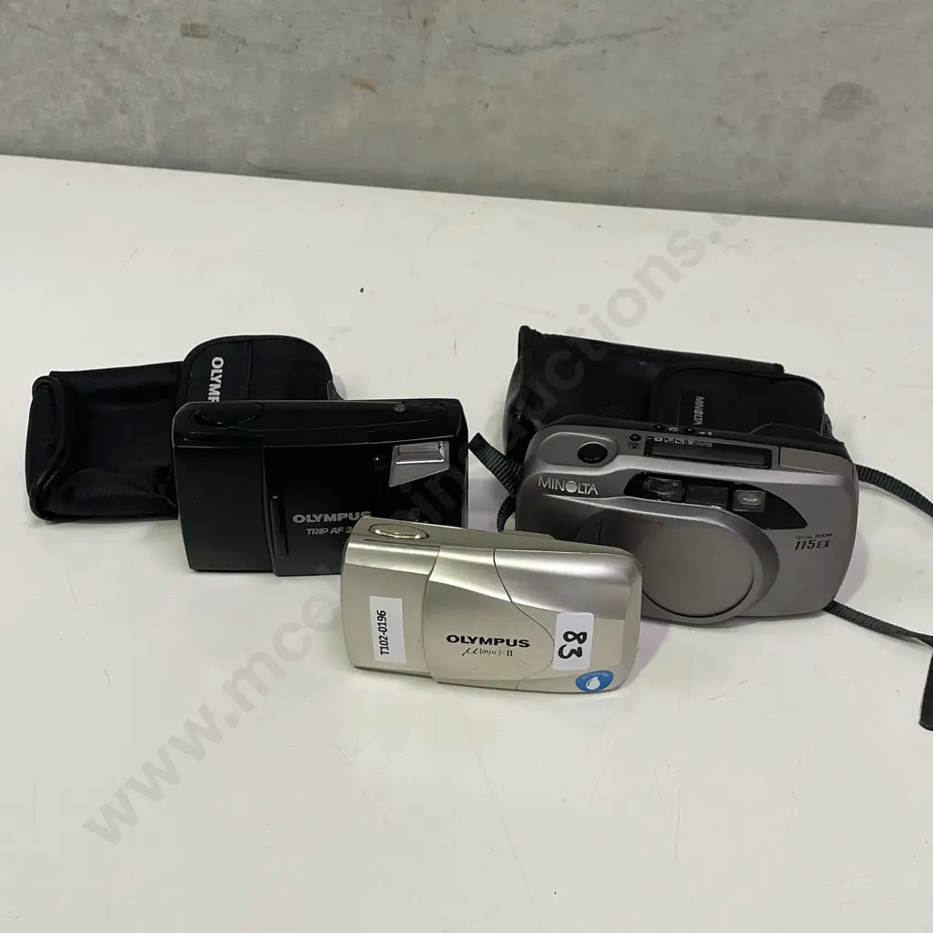 3 x Cameras. Minolta Riva Zoom 115EX, Olympus Trip AF30 and another Olympus Image 1++
