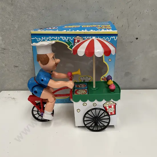 Vintage Boxed Popcorn Super Ice Cream Cart Battery Operated Toy