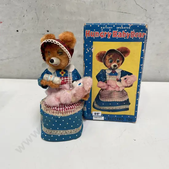 Vintage Electro Battery Operated Hungry Baby Bear Toy - with box