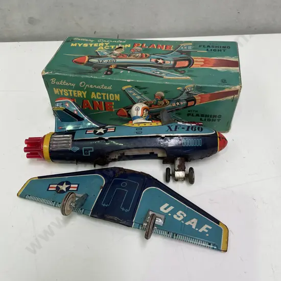 Boxed Vintage Battery Operated Mystery Action Plane.AF