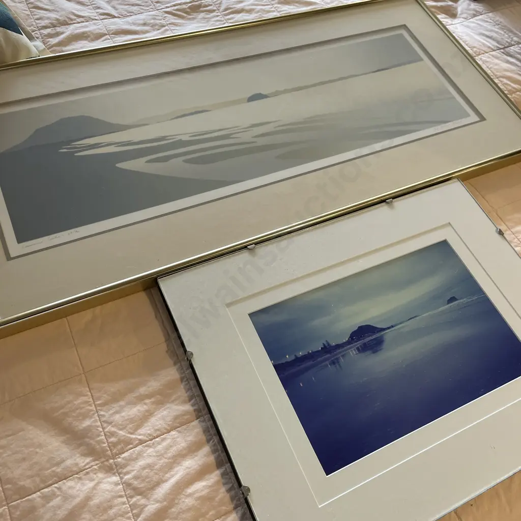 2 Artworks of Mt Maunganui, early framed photograph 45 x 35cm. Limited Edition Framed Print 39/90 by Lawrence Leiter?  Image 1++