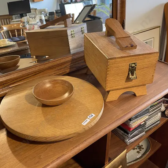 Amana Hand-made Solid Wood Lazy Susan with Wooden Shoe Box etc