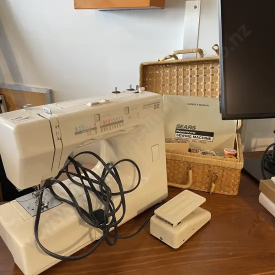 Kenmore 22 Sewing Machine complete with a Basket with Sewing Accessories and Manual etc