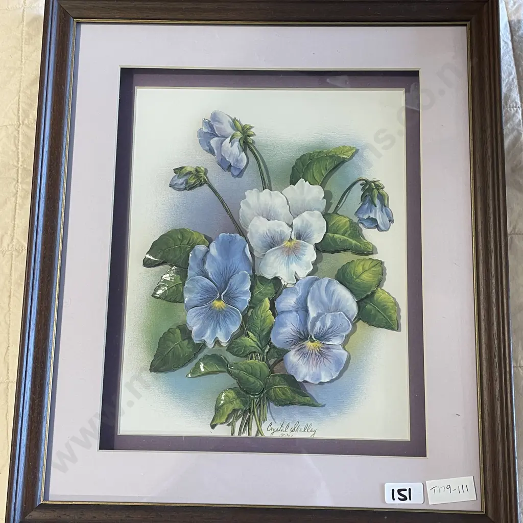 Relief 3D Framed Pansy Artwork. 33 x 38cm Image 1++