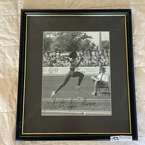 Signed Framed Photograph of Jackie Joyner Kersee - 32 x 37cm. Potentially the worlds greatest female athlete of all time
