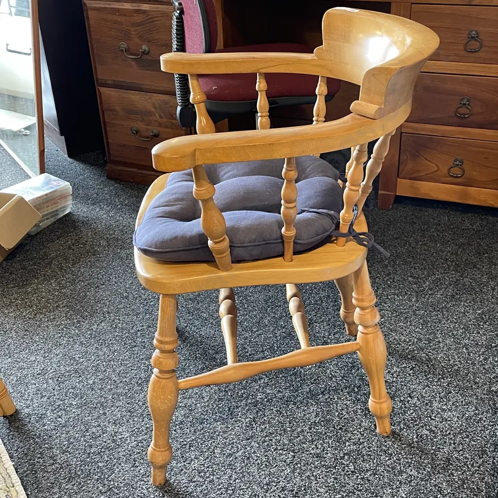 Solid Wood Captains Chair with tie cushion seat Image 1++