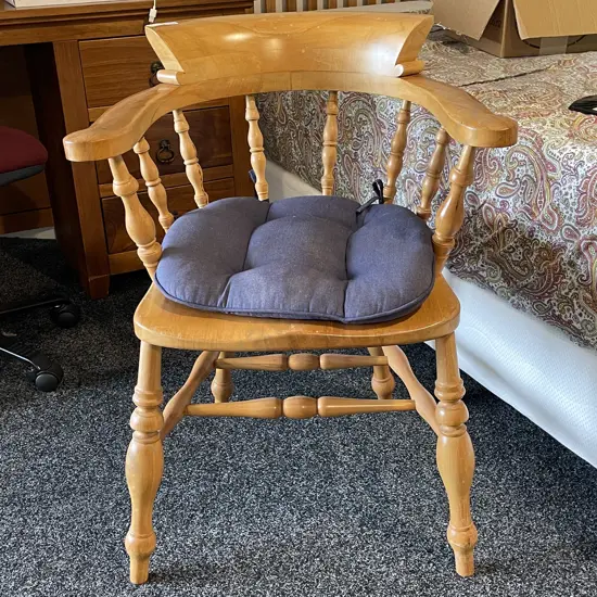 Solid Wood Captains Chair with tie cushion seat