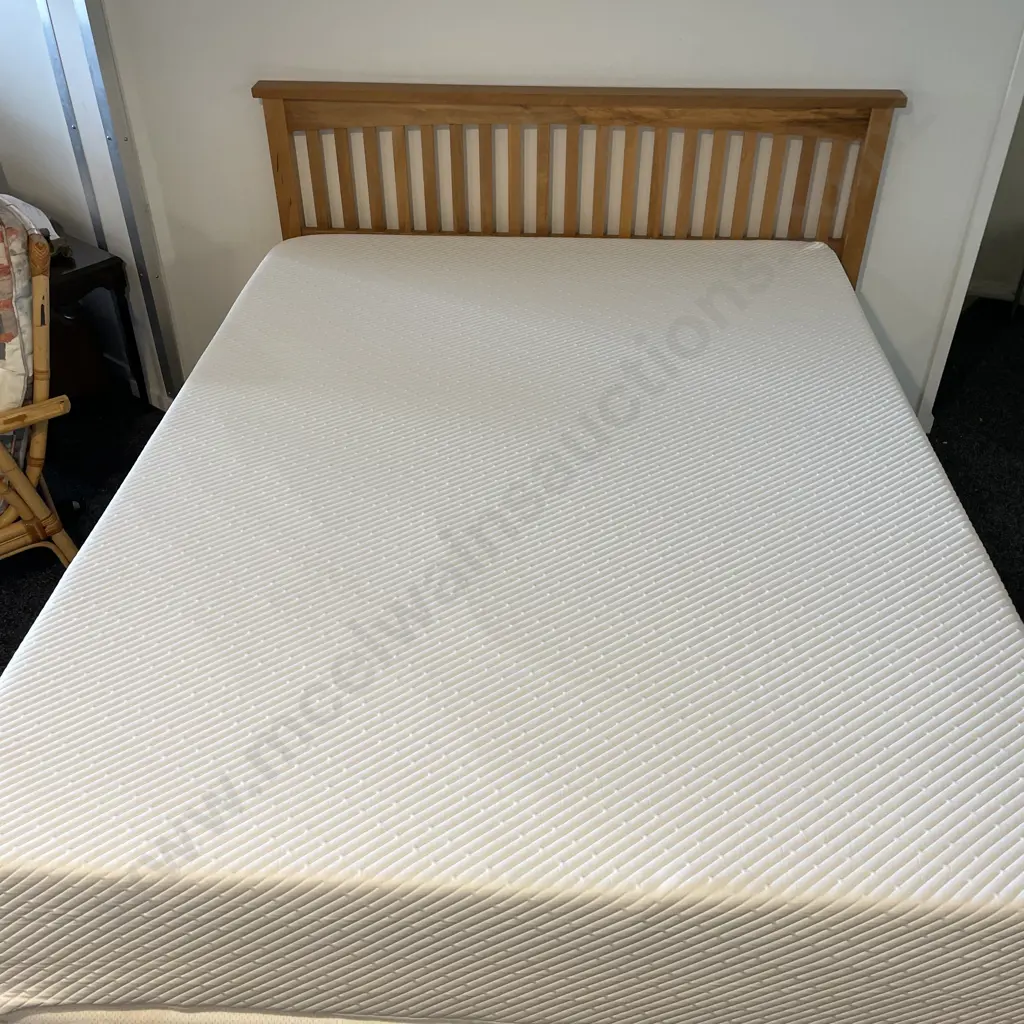 Queen Bed Base with Winkl Memory Foam Mattress, removable washable Mattress Cover, with TurnWood Headboard Image 1++