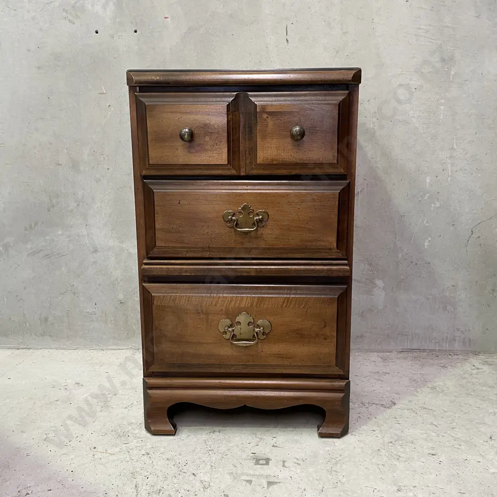 Wooden Bedroom Cabinet, 3 Drawer, Brass handles, H78 D47 W47cm Image 1++