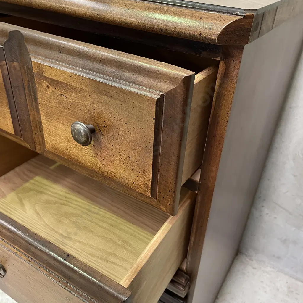 Wooden Bedroom Cabinet, 3 Drawer, Brass handles, H78 D47 W47cm Image 1++