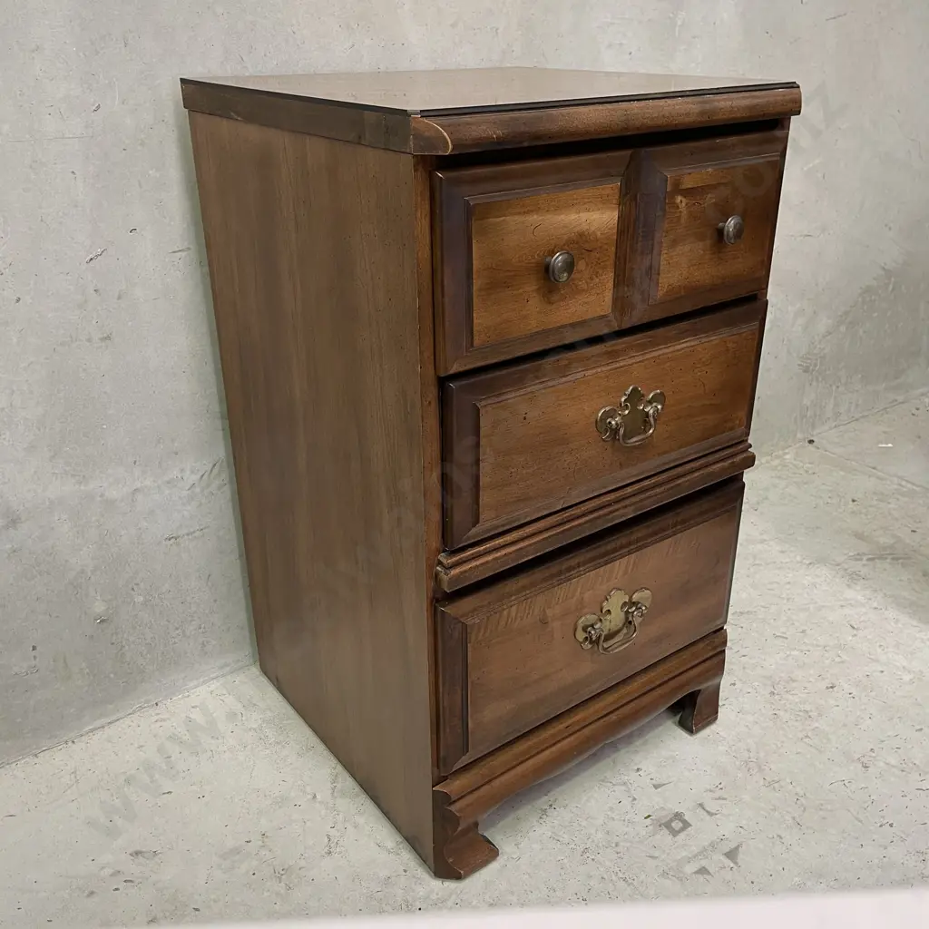 Wooden Bedroom Cabinet, 3 Drawer, Brass handles, H78 D47 W47cm Image 1++