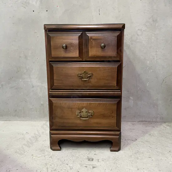 Wooden Bedroom Cabinet, 3 Drawer, Brass handles, H78 D47 W47cm
