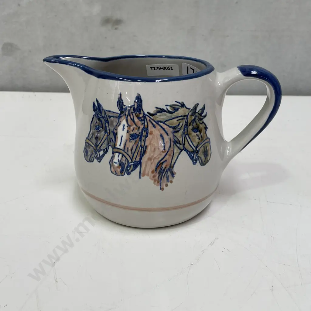 Louisville Stoneware Horse Themed Art Pottery jug Image 1++