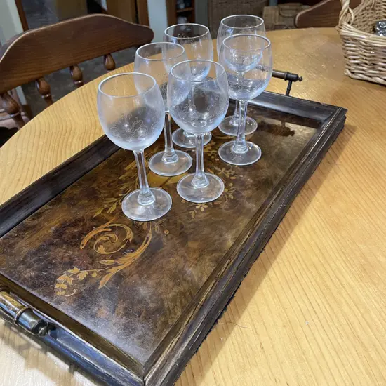 Set of 6 Etched Crystal small goblets