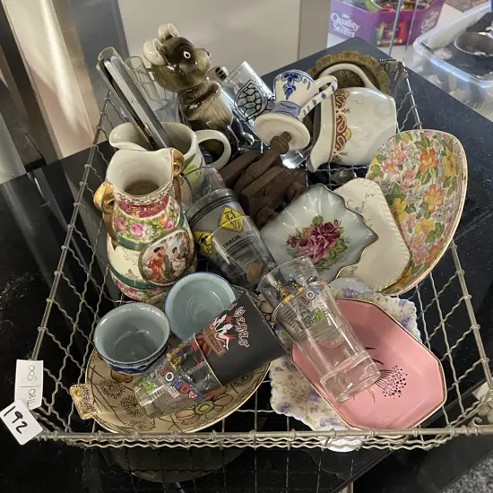 Wire Basket with assorted collectable items