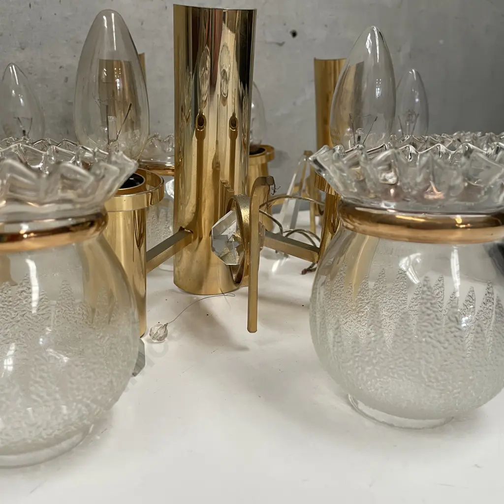 Swedish Mid Century Set of Four VIntage Duo Wall Hung Lights with Crystal droplets Image 1++