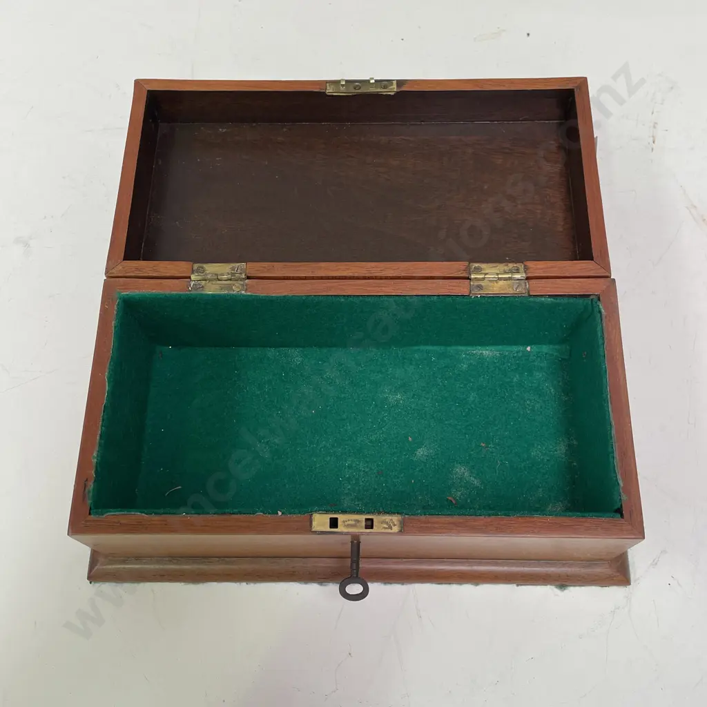 Vintage Inlaid Wooden Box with Key. W27 H11 D15cm Image 1++