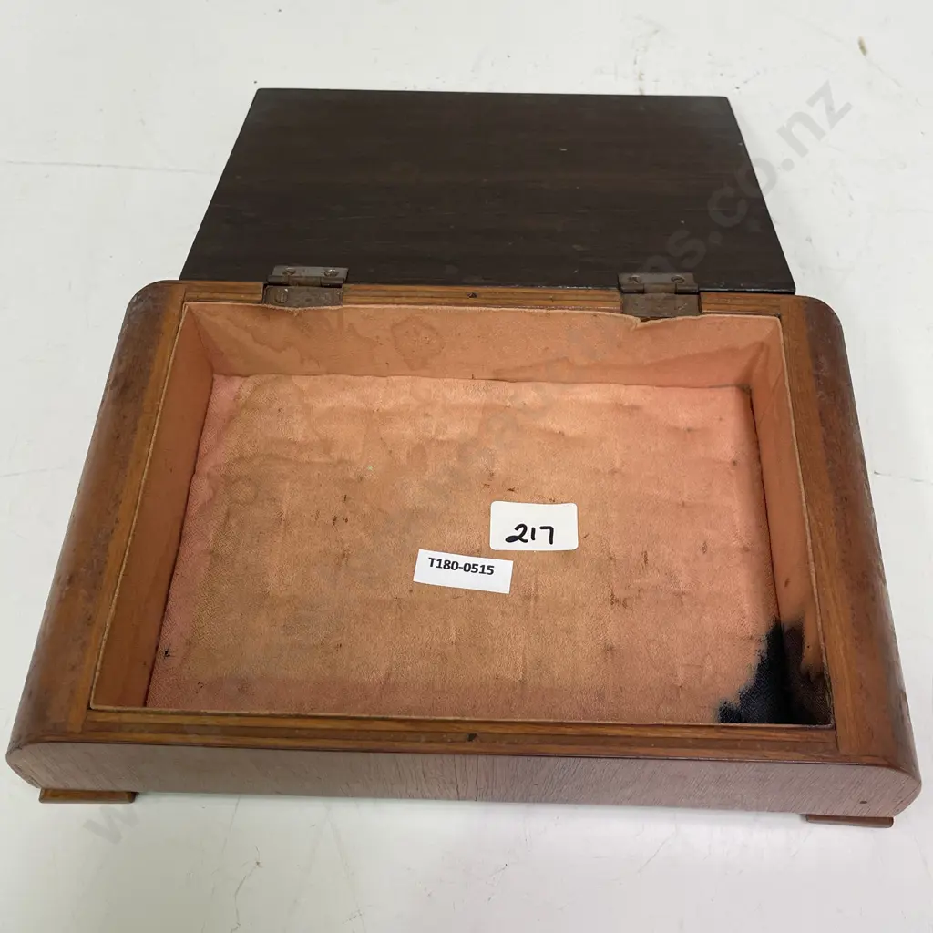 Vintage American Oak and Silky Walnut Art Deco Box. W25 H7 D16cm Image 1++