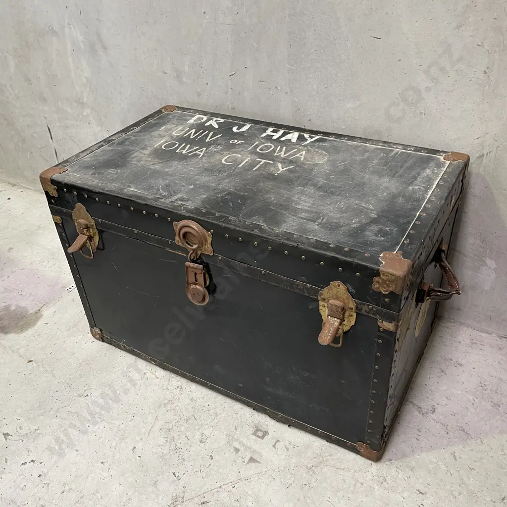 Antique Chest with Copper and Brass Detailing and Latches. H52 W84 D48cm Image 1++