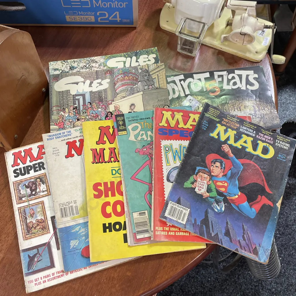 Assortment of Vintage Mad Magazines, Footroot Flats, Giles Image 1++