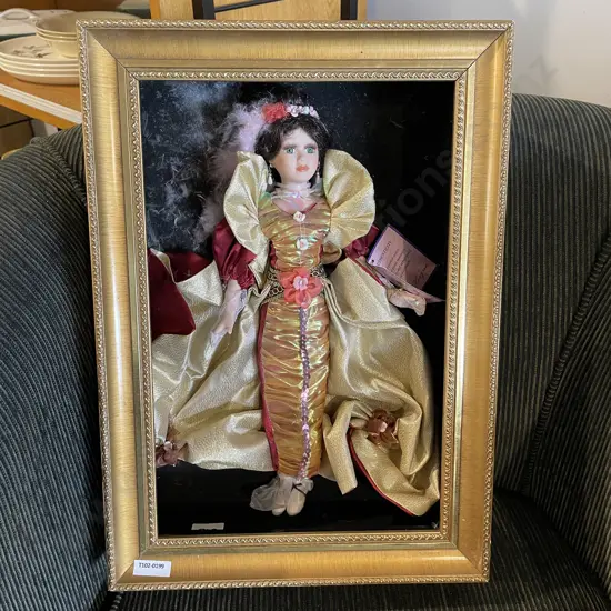 Boxed Doll with Gilded Frame