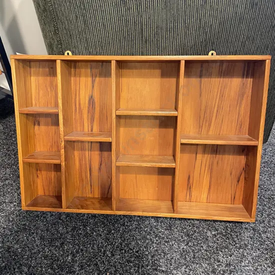 Vintage solid Wood Curio Wall Shelf Unit, 60 x 40cm D9cm