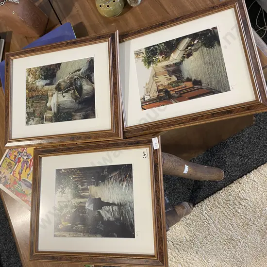 3 x Burr Effect signed Italian Artworks. 33 x 41cm