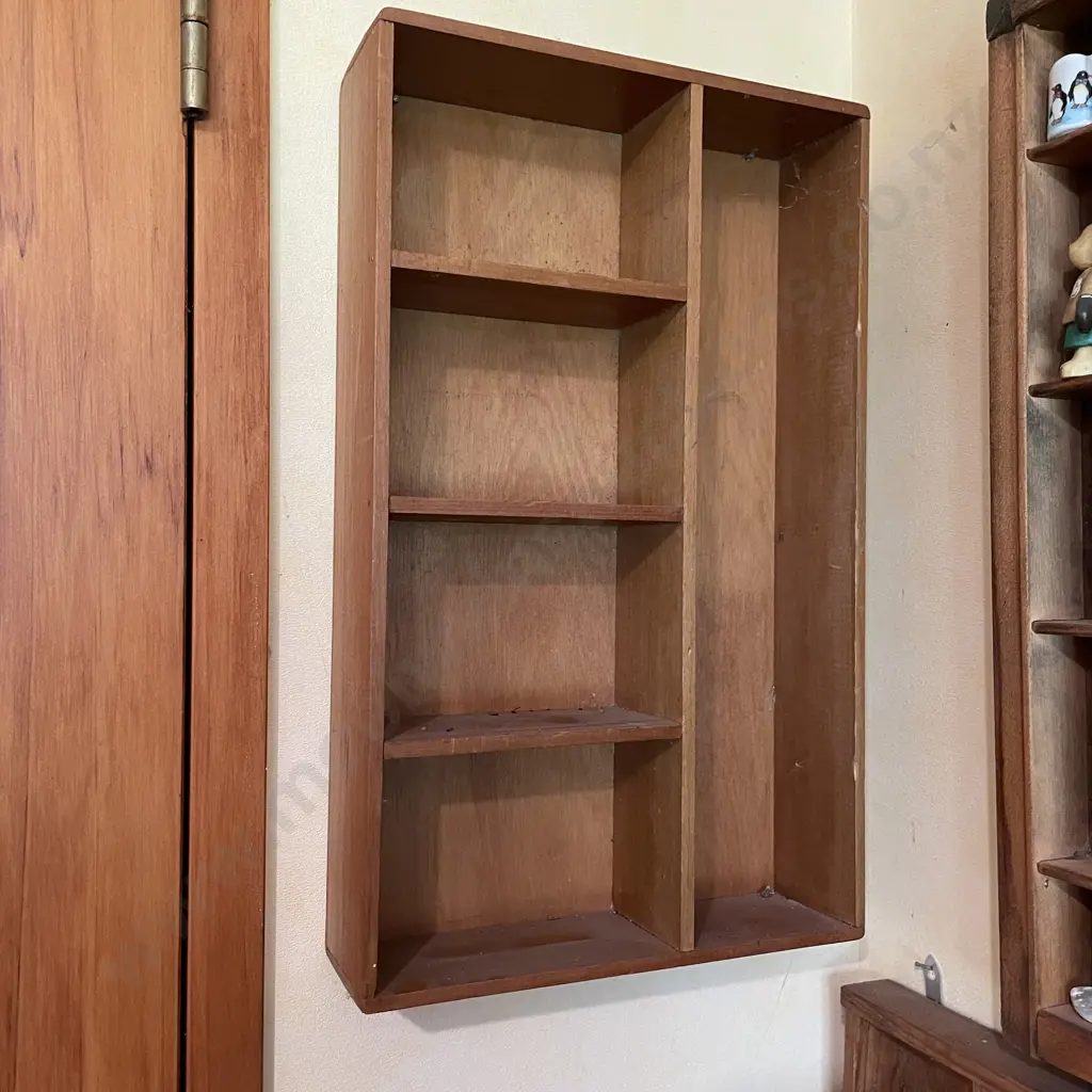 Vintage Wall Hung Wooden Curio Shelf x 3, 41 x 44cm & 38 x 24cm & 38 x 23cm Image 1++