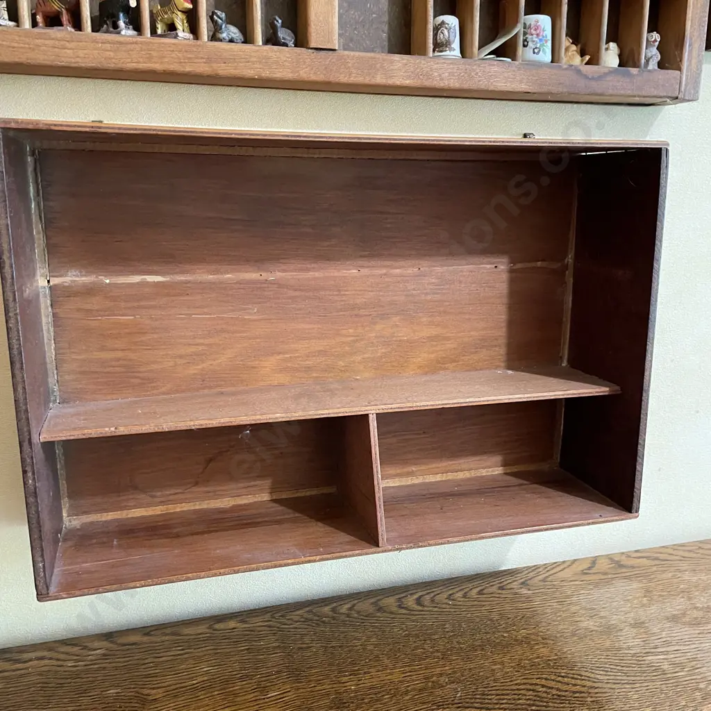 Vintage Wall Hung Wooden Curio Shelf x 3, 41 x 44cm & 38 x 24cm & 38 x 23cm Image 1++