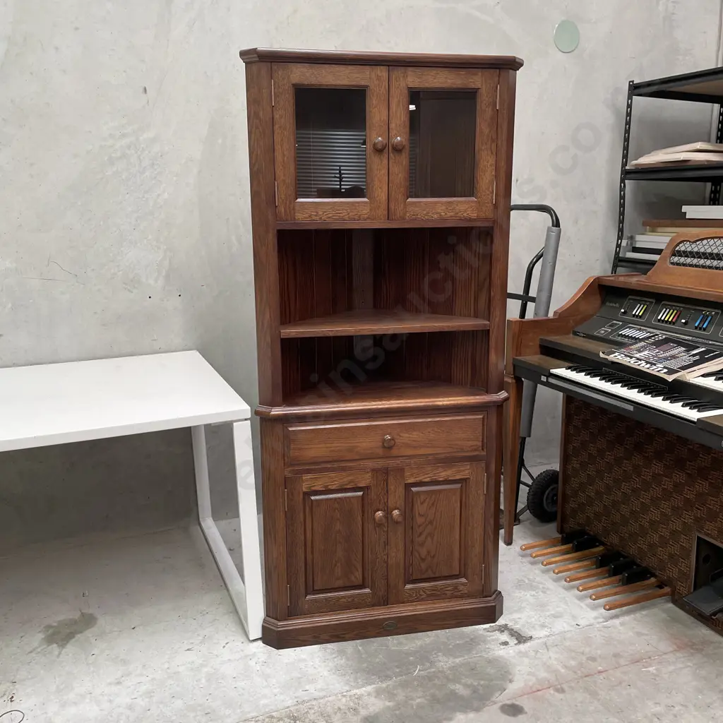 Everwood Solid Oak? Corner Unit. 4 door, lift down drawer. Slat Back. H170 D45 W77cm Image 1++